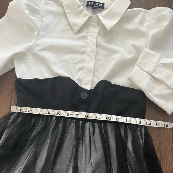 Black and White Vero Moda Calla Tulle Shirt Dress size Medium - Picture 4 of 7